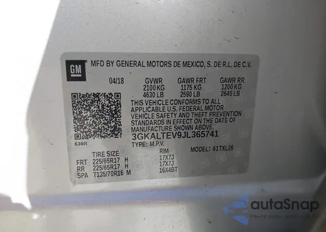 2018 GMC Terrain Sle z USA, uszkodzony, nr VIN 3GKALTEV9JL365741